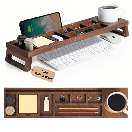 Aerzya Walnut Desk Organizer