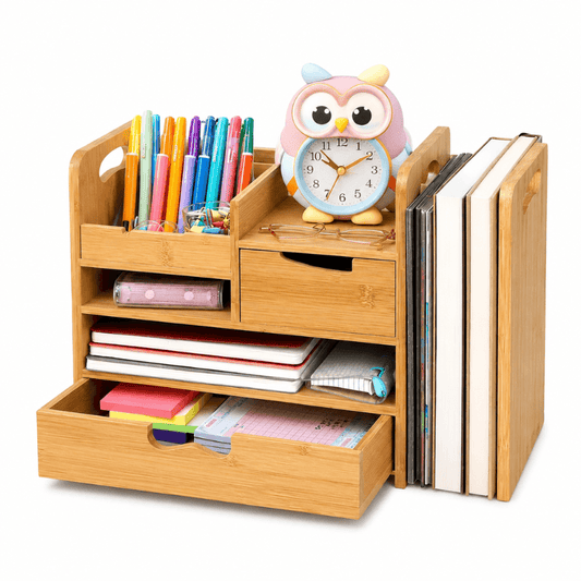 Aerzya Bamboo Desk Organizer with Drawer